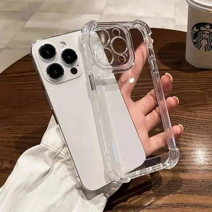 Luxury Shockproof Clear Phone Case For iPhone 14 13 12 11 15 Pro Max X XR XS 8 Plus Silicone Bumper Transparent Hard Back Cover - Premium  from FRANTZDOL STORE  - Just $12.99! Shop now at FRANTZDOL STORE 