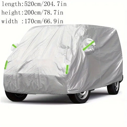 Waterproof Car Cover for Volkswagen T3/T4/T5/T6, Polyester All-Season Protection, UV and Dust Shield with Reflective Strips, Side Zipper and Tire Buckle, Windproof and Snowproof Outdoor Vehicle Cover HEBDO