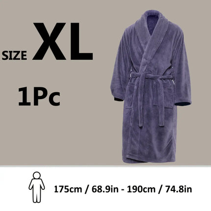 Ultra-Soft Fleece Bathrobe - Cozy, Warm & Machine Washable with Shawl Collar for Men and Women HEBDO