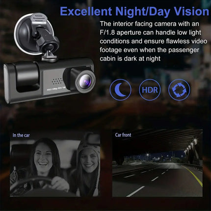 1080P HD Dual Camera Baideluo Car Camera With 2" IPS Screen, IR Night Vision, Loop Recording HEBDO