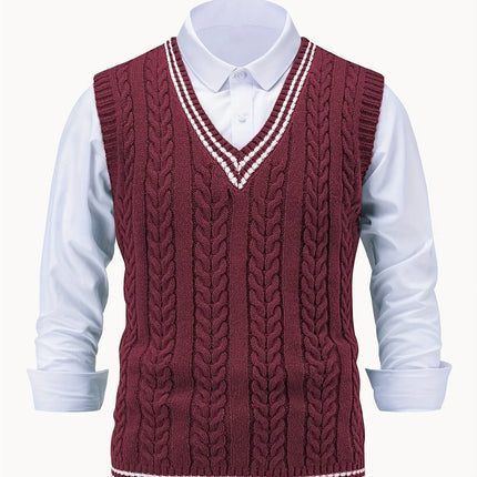 Unisex Casual V-Neck Knit Sweater Vest HEBDO