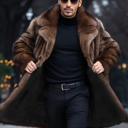 High-Quality Luxury Men's Faux Mink Fur Coat - Warm, Stylish & Casual Long Sleeve with Suit Collar for Fall/Winter HEBDO