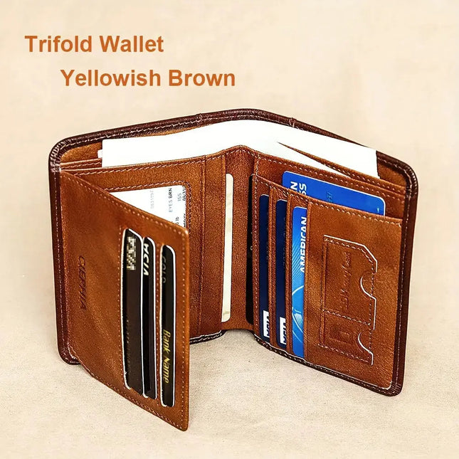 Genuine Leather Rfid Wallets For Men Vintage Thin Short Multi Function ID Credit Card Holder Money Bag Give Gifts To Men On Valentine's Day - Premium  from FRANTZDOL STORE  - Just $25.99! Shop now at FRANTZDOL STORE 