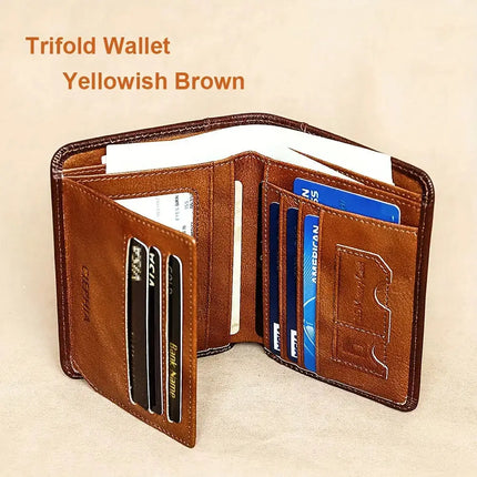 Genuine Leather Rfid Wallets For Men Vintage Thin Short Multi Function ID Credit Card Holder Money Bag Give Gifts To Men On Valentine's Day - Premium  from FRANTZDOL STORE  - Just $29.99! Shop now at FRANTZDOL STORE 