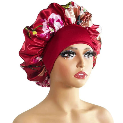 Women Satin Bonnet Cap Silky Big Bonnet for Women Floral Printing Sleep Cap Design Boneet's - Premium  from FRANTZDOL STORE  - Just $10.99! Shop now at FRANTZDOL STORE 