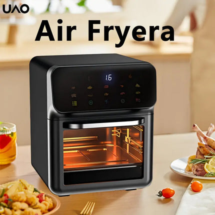 1pc UAO Electric Air Fryer, 1200W Intelligent Touch Control, 2.38gal High-Capacity, 110-130V Power Supply, US Plug, Freestanding Multifunctional Kitchen Appliance for Cooking Pizza and More HEBDO