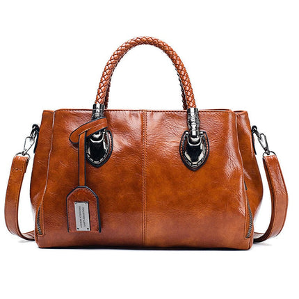 Vintage Oil Wax leather luxury handbags Women Bags HEBDO STORE