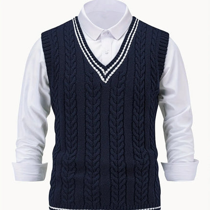 Unisex Casual V-Neck Knit Sweater Vest HEBDO