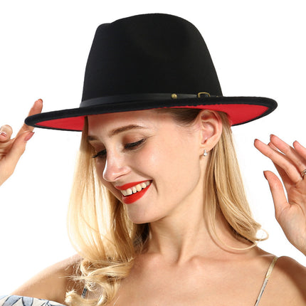 Automne et Hiver Laine Chapeau De Fedora De Mode Femme En Laine chapeau haut-de-forme Noir Chapeau Rouge Fedora Hommes L'église Panama Sombrero Chapeau HEBDO STORE