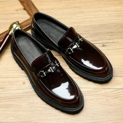 Luxury Loafers Men PU High Quality Metal Decoration platform Slip On Fashion Designer Leather Shoes Business Dress Shoes メンズシューズ - Premium  from FRANTZDOL STORE  - Just $90! Shop now at FRANTZDOL STORE 