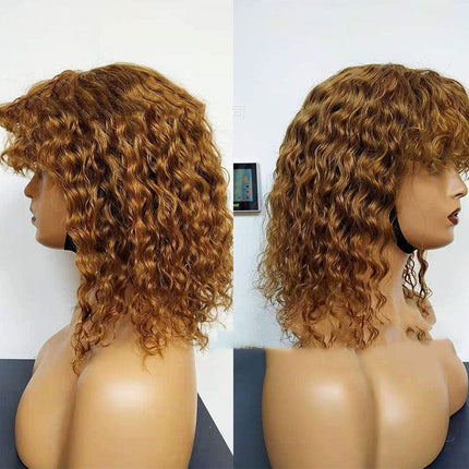 Water Wave Human Hair Wigs With Bangs HEBDO STORE