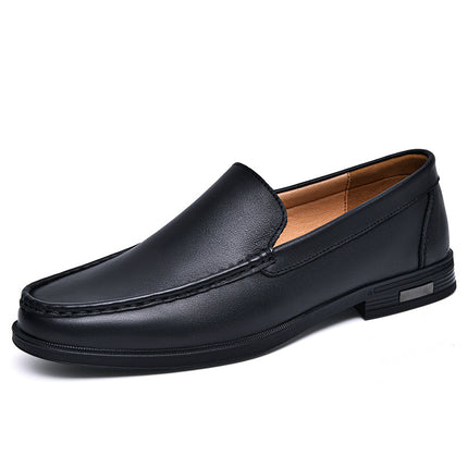 Cowhide Loafers Men's British Business Dress Slip-on Hollowed-out Breathable Leather Shoes HEBDO STORE