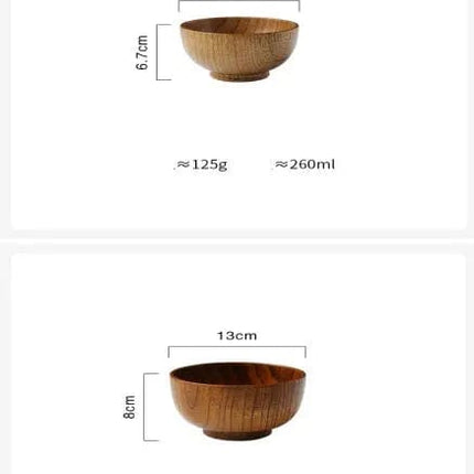 Wooden Bowl Japanese Style Wood Rice Soup Bowl Salad Bowl Food Container Large Small Bowl for Kids Tableware Wooden Utensils - Image #7