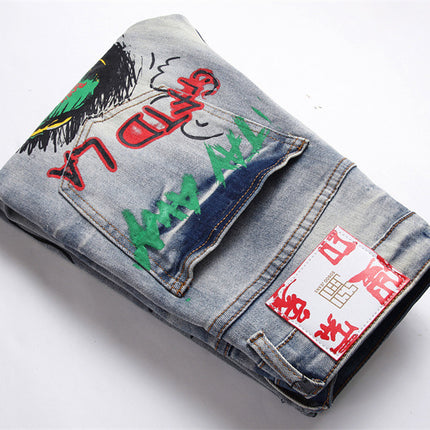 Stretch Print Dye Skinny Men's Jeans HEBDO STORE