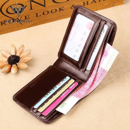 WILLIAMPOLO Genuine Leather Wallets Men Wallet Credit Business Card Holders Vintage Brown Leather Wallet Purses High Quality - Premium  from FRANTZDOL STORE  - Just $45.99! Shop now at FRANTZDOL STORE 