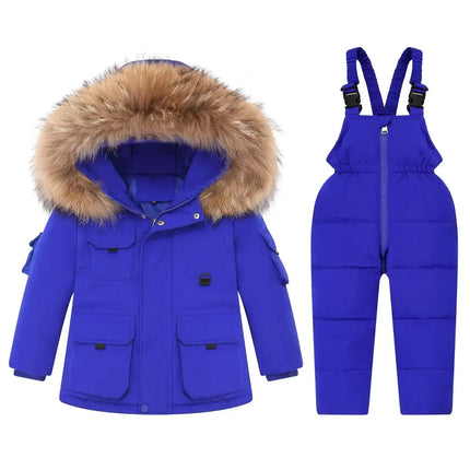 Baby Winter Warm Down Jackets Children Clothing Set 2 pcs Boys Thicken hooded coat Jumpsuit Overalls Girl Clothes Kids Snowsuit - Premium  from FRANTZDOL STORE  - Just $80! Shop now at FRANTZDOL STORE 