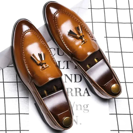 Fashion Men Brown Boat Shoes Pointed Toe Tassel British Stylish Black Office Career Leisure Party Dress Zapatos - Premium  from FRANTZDOL STORE  - Just $75! Shop now at FRANTZDOL STORE 