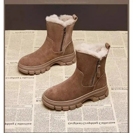 Snow boots Martin boots Women's 2023 winter Plush thickening Short boots Cotton shoes female - Image #3