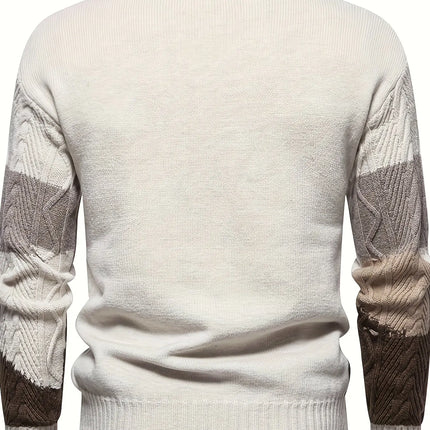 Stylish Men's Knitted Pullover Sweater - Soft, Breathable, Mid-Stretch, Long Sleeve, Crew Neck, Casual Top for City Walk, Street Hanging, Outdoor Activities, Everyday Wear - Perfect for Autumn and Winter Seasons HEBDO