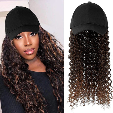 Women's Fashion Natural Headgear With Hat And Wig HEBDO STORE