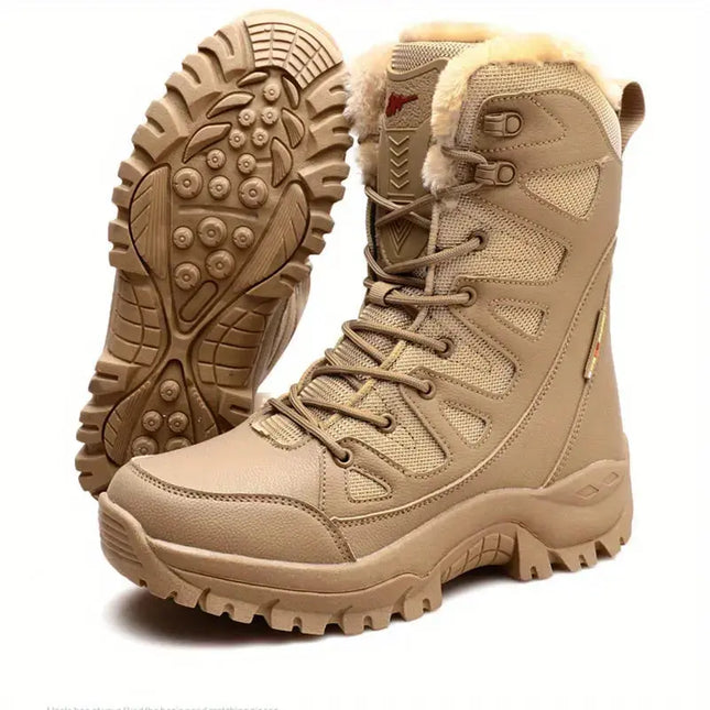 Men's High Top Snow Boots, Warm Fleece Cozy Non-slip Ankle Boots Plush Comfy Outdoor Hiking Shoes Fur Lined Trekking Shoes, Winter - Premium  from FRANTZDOL STORE  - Just $85! Shop now at FRANTZDOL STORE 