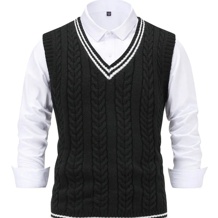 Unisex Casual V-Neck Knit Sweater Vest HEBDO