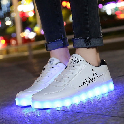 Tide Ghost Walking Shoes Male USB Charging LED Light HEBDO STORE