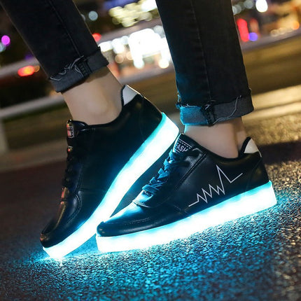 Tide Ghost Walking Shoes Male USB Charging LED Light HEBDO STORE