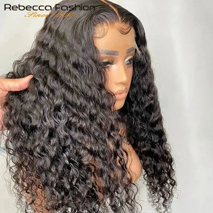 20" 180% Density 13X6X1 Side Part Deep Wave Human Hair Wigs Pre Plucked Transparent Bob Lace Wigs Curly Lace Front Bob Wigs - Image #2