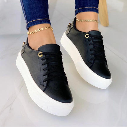 Flat Shoes With Chain Lace Up Sneakers Women Casual Sports Shoes HEBDO STORE