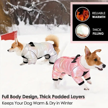 Small to Medium Breeds Waterproof All-Season Warm Dog Coat with Polyester Filling, Knit Fabric, Snap Button Closure, and D-Ring Leash Attachment HEBDO