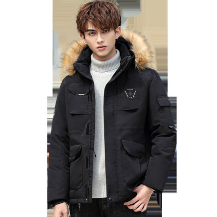 Men's Thick Hooded Fur Collar Detachable Jacket HEBDO STORE