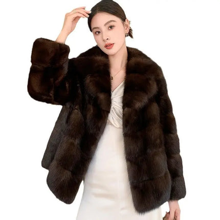 Artificial Fur Purple Sable Thick Warm Jacket HEBDO STORE