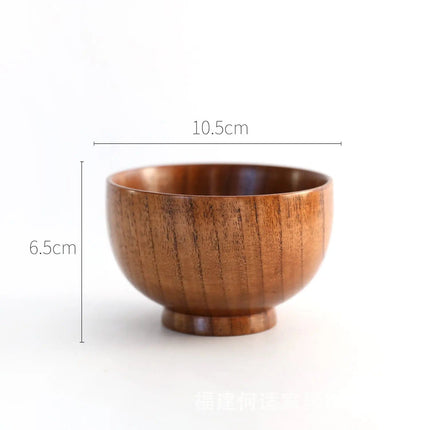 Wooden Bowl Japanese Style Wood Rice Soup Bowl Salad Bowl Food Container Large Small Bowl for Kids Tableware Wooden Utensils - Image #9