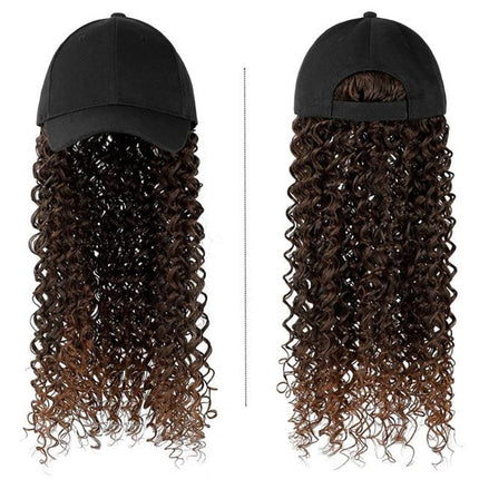 Women's Fashion Natural Headgear With Hat And Wig HEBDO STORE