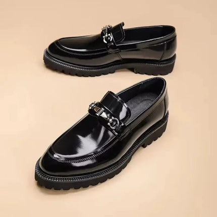 Luxury Loafers Men PU High Quality Metal Decoration platform Slip On Fashion Designer Leather Shoes Business Dress Shoes メンズシューズ - Premium  from FRANTZDOL STORE  - Just $90! Shop now at FRANTZDOL STORE 