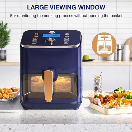 Joy Kitchen 6Qt Digital Air Fryer with Viewing Window - Easy-Clean Non-Stick Basket, 6 Cooking Modes, Shake Alert & Auto Shut-Off, Perfect for Family of 3-5 HEBDO