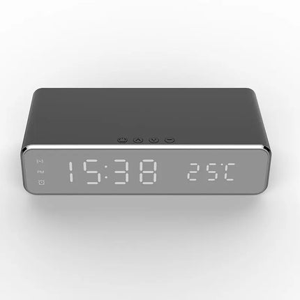 LED Electric Alarm Clock With Wireless Charger Desktop Digital Despertador Thermometer Clock HD Mirror Clock Watch Table Decor - Image #3