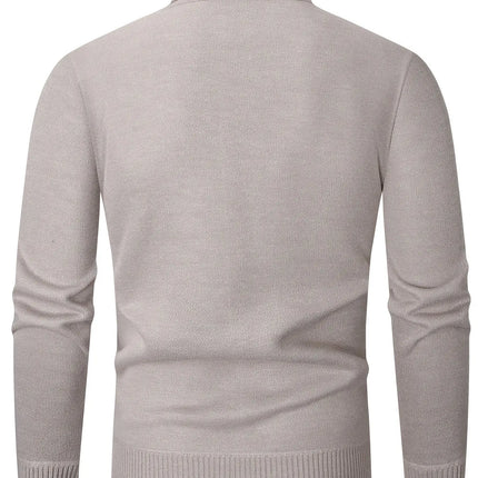 Men'S Casual Geometric-Pattern Knit Pullover Sweater, Polyester, Regular Fit, Long Sleeve, with Rib-Knit Collar, Slight Stretch Fabric, for Fall/Winter Collection, Thick HEBDO