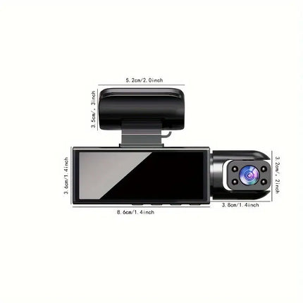 3.16 Inch Dual Dash Cam - On-Dash Cameras with Infrared Night Vision, Dual Channel 1080P Front and Inside Wide Angle Recording, 24hr Motion Sensor Parking Mode, Loop Recording, IPS Screen and Parking Surveillance - Without 32 HEBDO