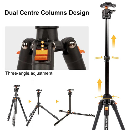 WalkingWay 62.99 Inch Professional High Camera Tripod for DSLR Portable Aluminum Travel Tripod with 360Degree Panorama Ball Head HEBDO STORE