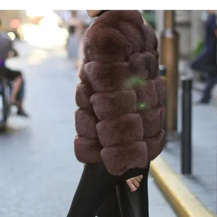 QUEENTINA Natural Real Fox Fur Coat Fashion Winter Jacket Women Warm Genuine New Luxury Designer Clothes With Layers Black Sets HEBDO