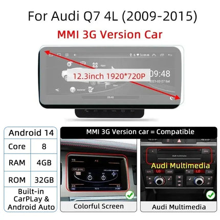 Android 14 Car Audio  Multimedia Player Carplay For Audi Q7 4L 2005-2015 GPS Navigation Stereo WIFI DSP Automotive Screen HEBDO