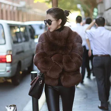 QUEENTINA Natural Real Fox Fur Coat Fashion Winter Jacket Women Warm Genuine New Luxury Designer Clothes With Layers Black Sets HEBDO