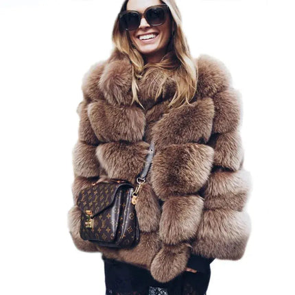 QUEENTINA Natural Real Fox Fur Coat Fashion Winter Jacket Women Warm Genuine New Luxury Designer Clothes With Layers Black Sets HEBDO