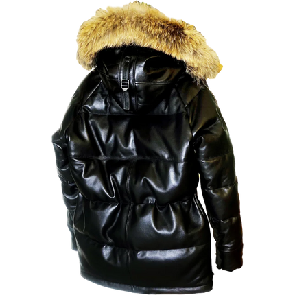 Mens Genuine Sheep Leather 90% Duck Feather Down Jacket Long Coat HEBDO STORE