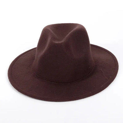 Ladies Men's Woolen Fedora Hat with Leather Ribbon Gentleman Elegant Ladies Winter Autumn Wide Brim Hat Jazz Church Panama Hat FRANTZDOL STORE