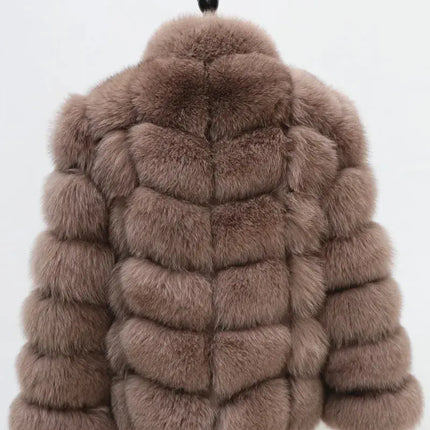 QUEENTINA Real Fur Short Coat Fashion Women Natural Fox Winter HEBDO