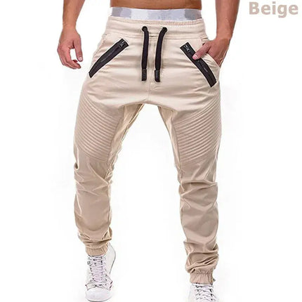 New Casual Solid Pants Full Length Cargo Pants Men Drawstring Joggers HEBDO