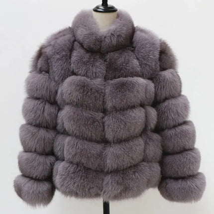 QUEENTINA Real Fur Short Coat Fashion Women Natural Fox Winter HEBDO